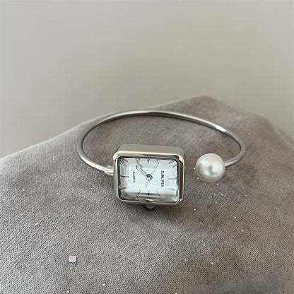 Gold Square Pearl Women's Light Luxury Exquisite Bracelet Watch