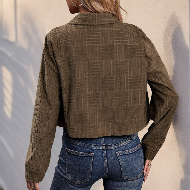 Retro Overalls Style Corduroy Solid Color European And American Khaki Coat