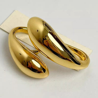 Simple Glossy Metal Water Drop Opening Light Luxury High-grade Double Ring