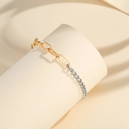 Women's Gold-plated Exquisite Minority All-match Simple Gold And Silver Stitching Bracelet
