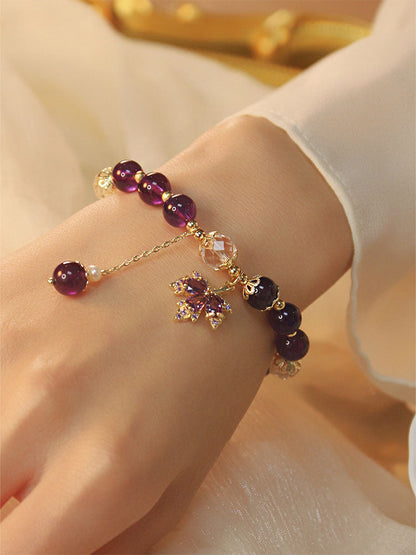 Purple Maple Natural Uruguay Amethyst Bracelet Maple Leaf