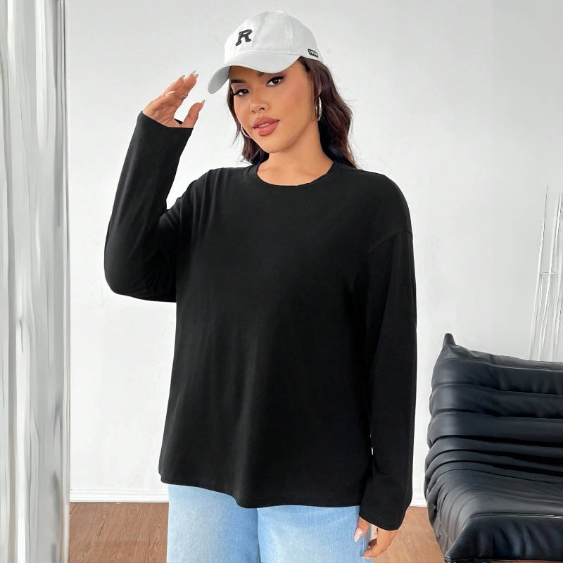 Women's Solid Color Loose Round Neck Top