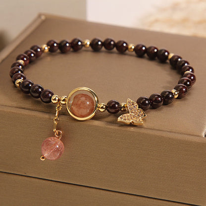 Red Rock Butterfly Pendant Women Bracelet