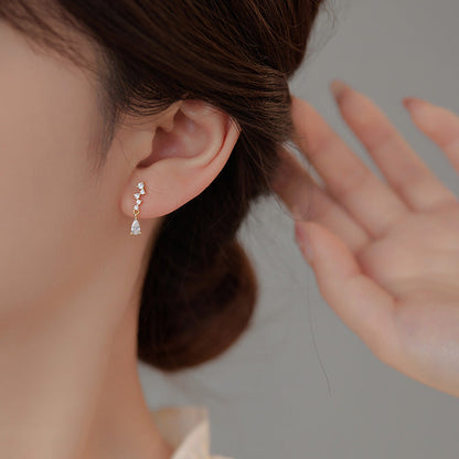 925 Sterling Silver Water Drop Zircon Earrings Women's Exquisite