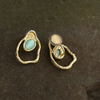 Geometric Irregular Plating 18K Real Gold Sterling Silver Needle Earrings