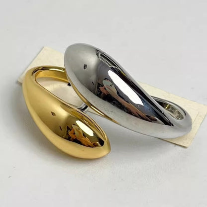 Simple Glossy Metal Water Drop Opening Light Luxury High-grade Double Ring