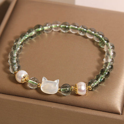 Green Phantom Quartz Bracelet Female Light Luxury Minority Exquisite Sweet Shell Kitten