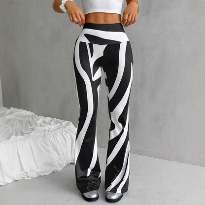 Bell-bottom Pants Fashion Printed High Waist Sheath Casual Pants
