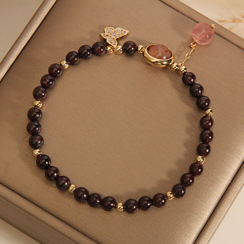 Red Rock Butterfly Pendant Women Bracelet