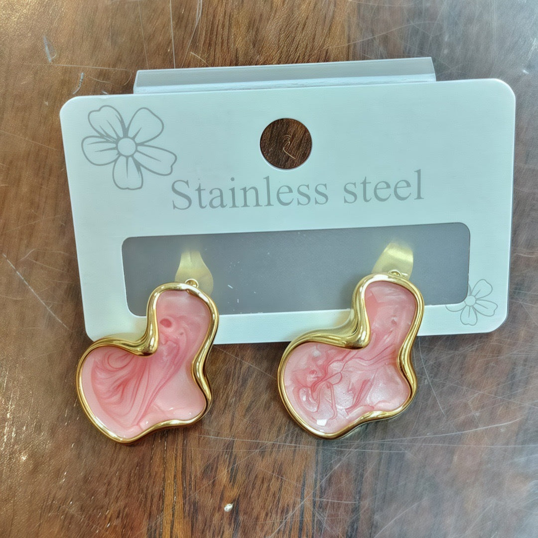 French Geometric Cloud Stud Earrings For Women