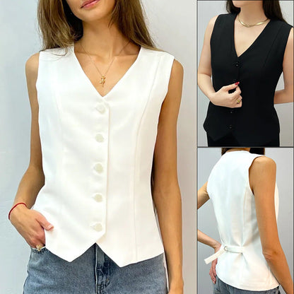 Outer Wear Button Solid Color European And American Breathable Top