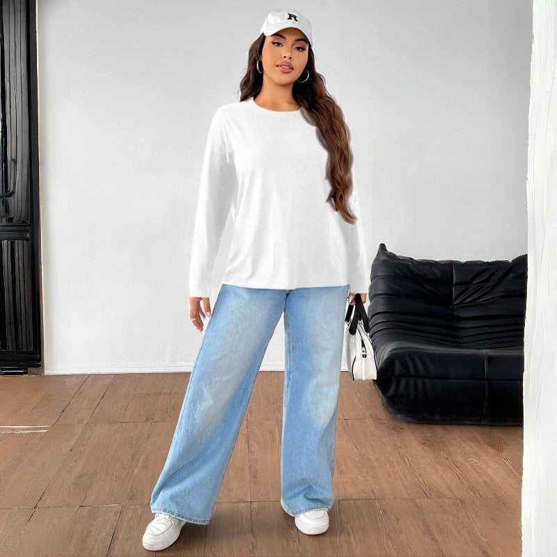 Women's Solid Color Loose Round Neck Top