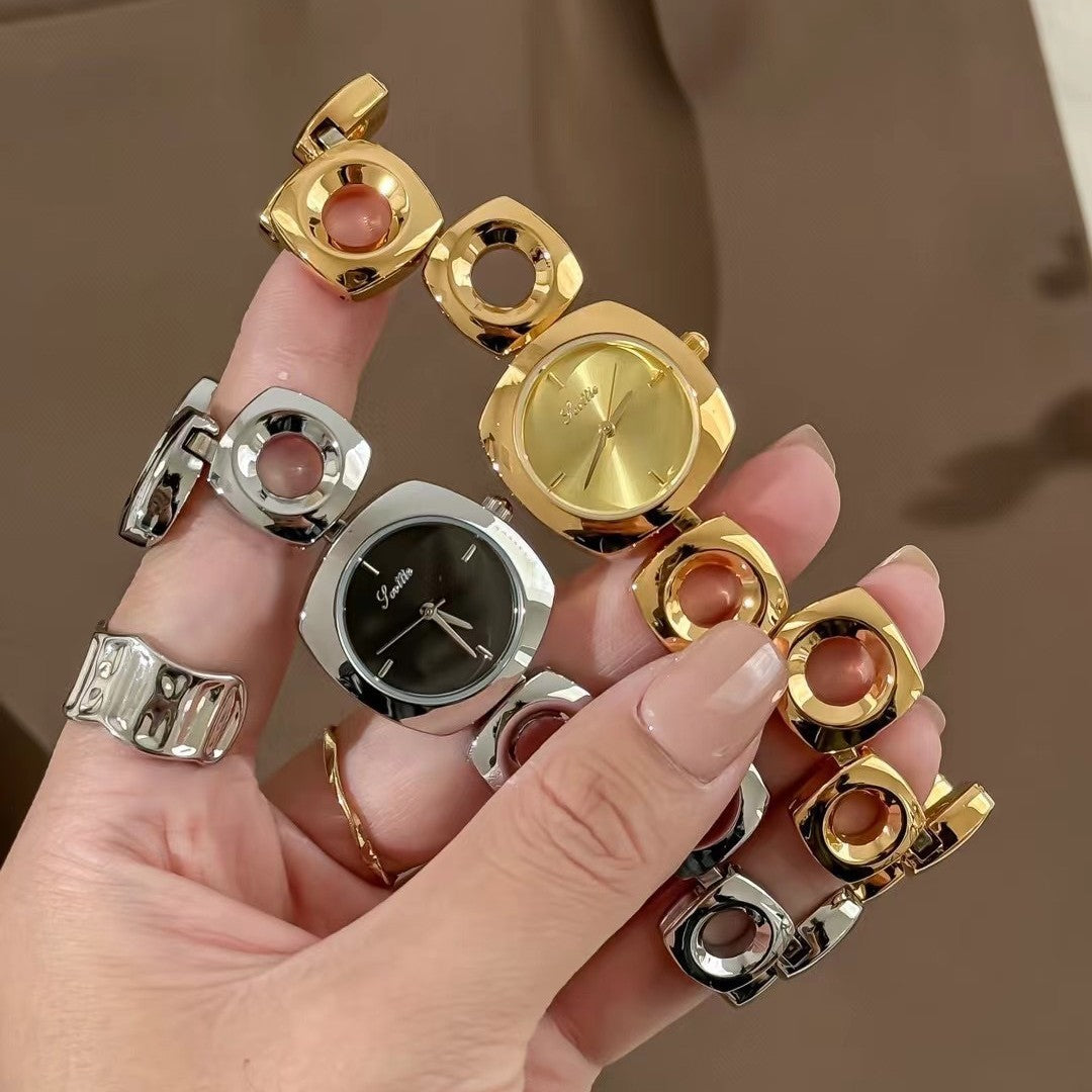 Women's Irregular Hollow-out Gold Fashion Good-looking Bracelet Watch
