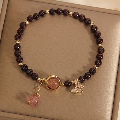 Red Rock Butterfly Pendant Women Bracelet
