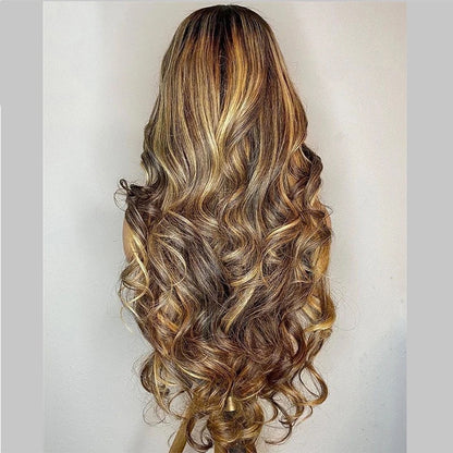 Front Lace Wig 134 Gradient Color Long Curly Wig Head Cover