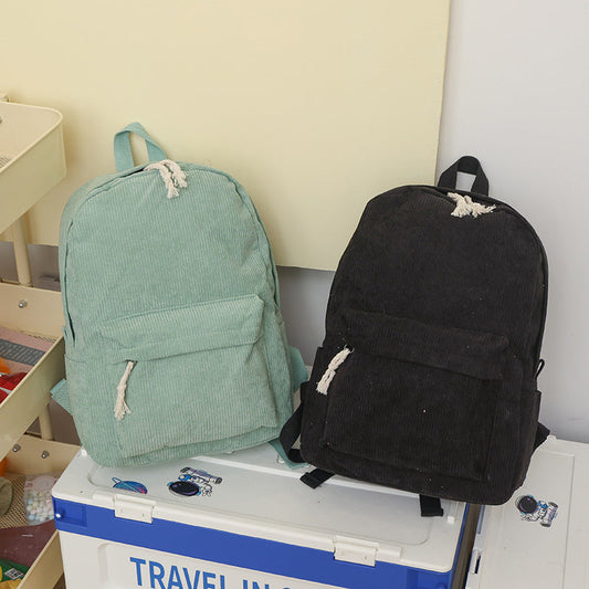 Solid Color Fashion Female Corduroy Backpack