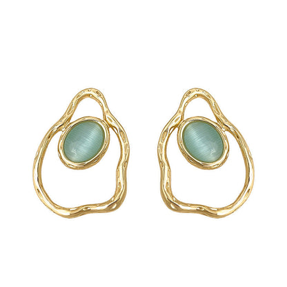 Geometric Irregular Plating 18K Real Gold Sterling Silver Needle Earrings