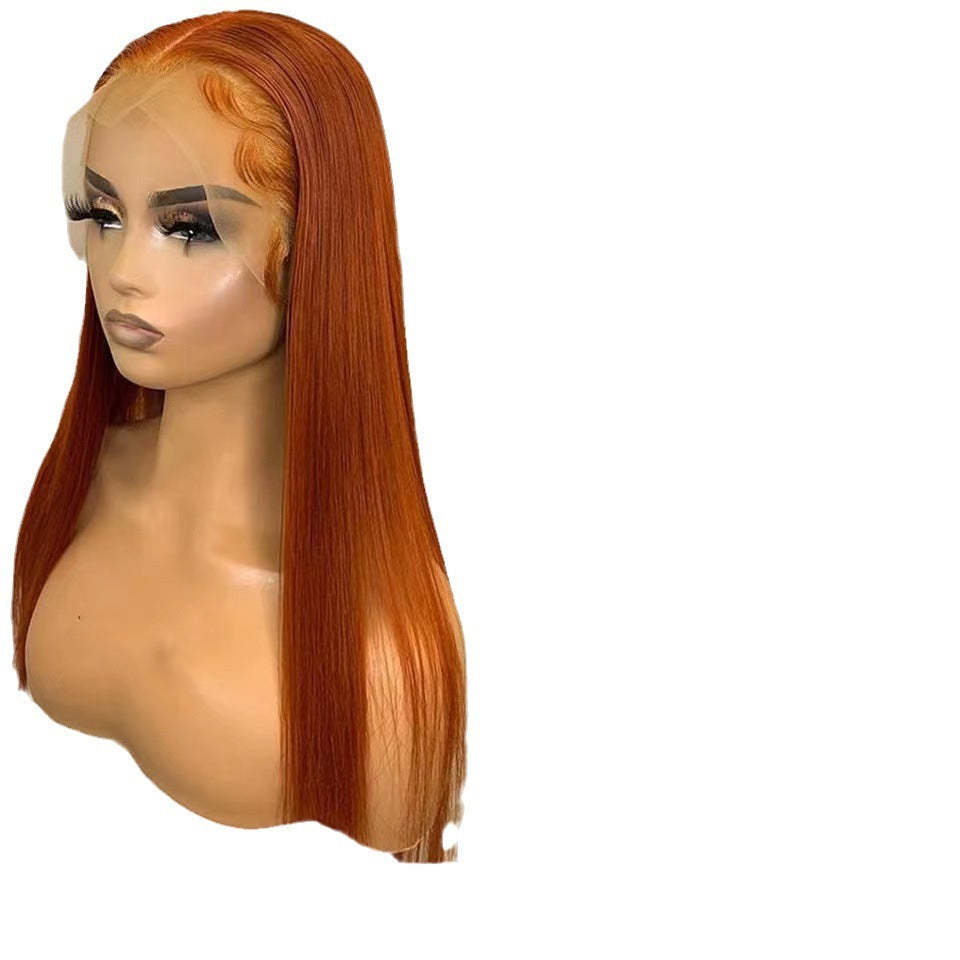 Front Lace Wig Orange Lace Straight Hair