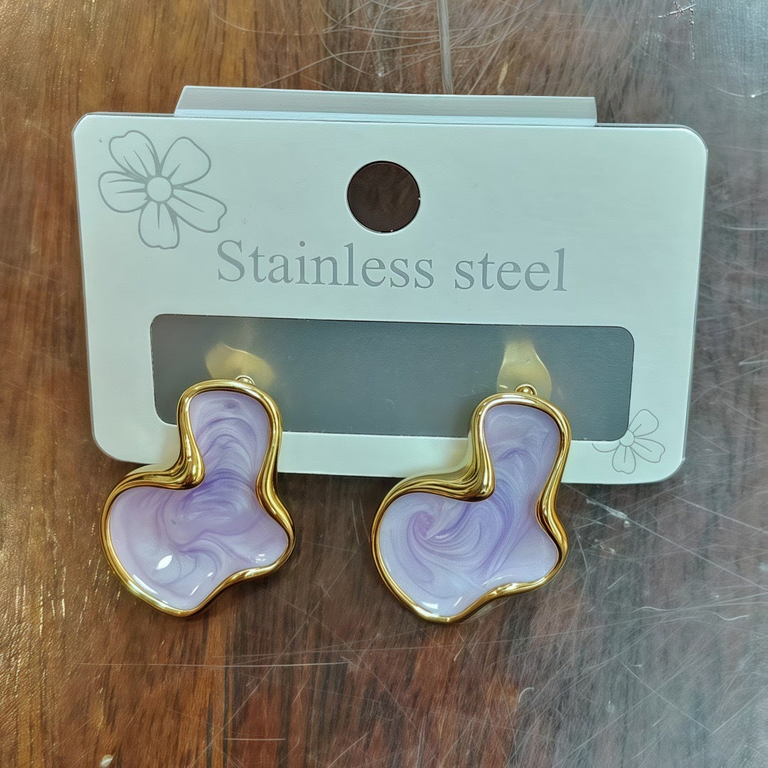 French Geometric Cloud Stud Earrings For Women