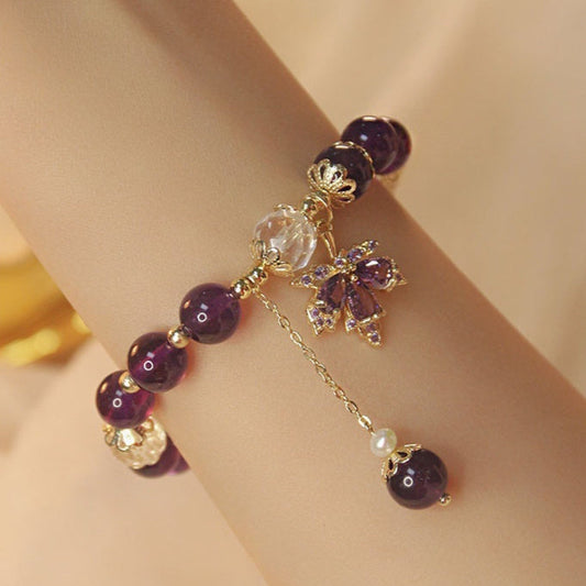 Purple Maple Natural Uruguay Amethyst Bracelet Maple Leaf